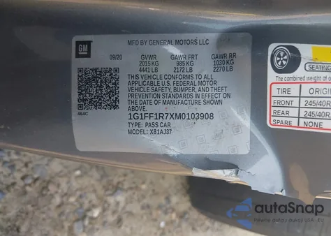 2021 Chevrolet Camaro Lz/Ss from USA, damaged, VIN 1G1FF1R7XM0103908